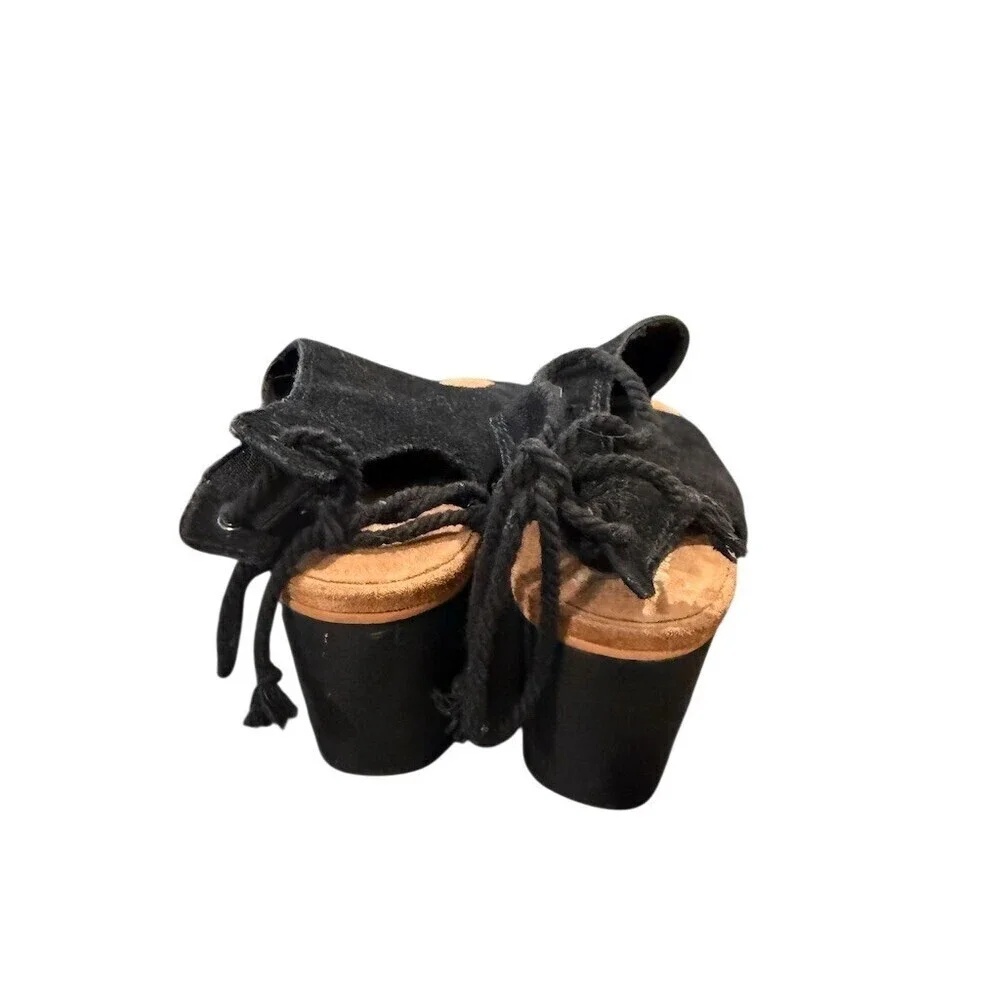 TOMS Womens Black Suede Peep Toe Bootie Sandal Size 9